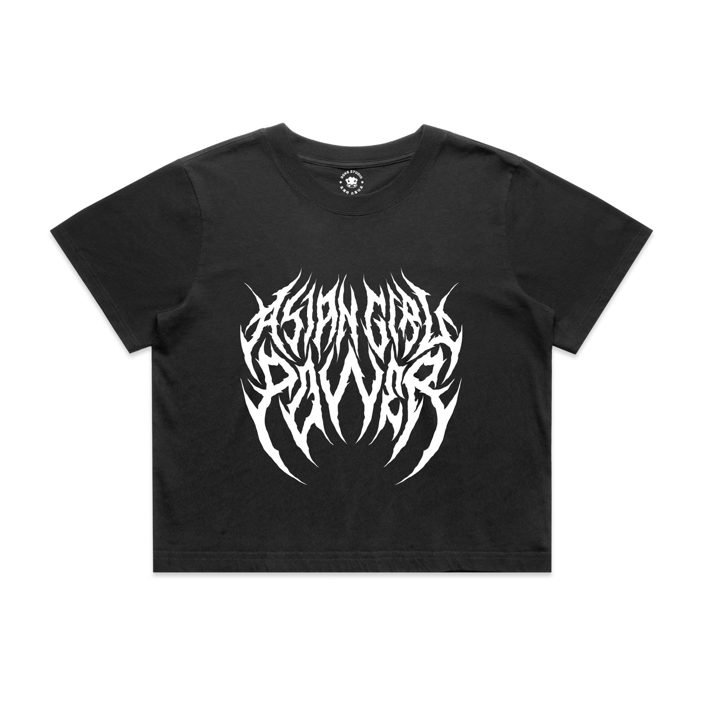 Asian Girl Power Metal Crop Tee