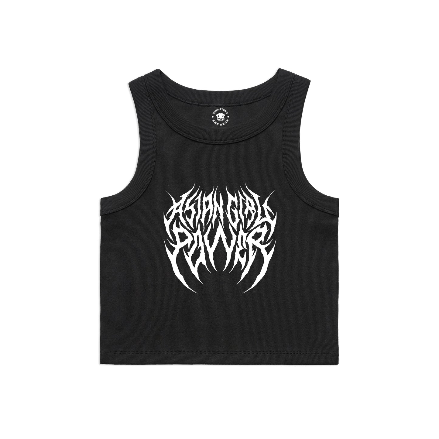 Asian Girl Power Metal Rib Crop Tank