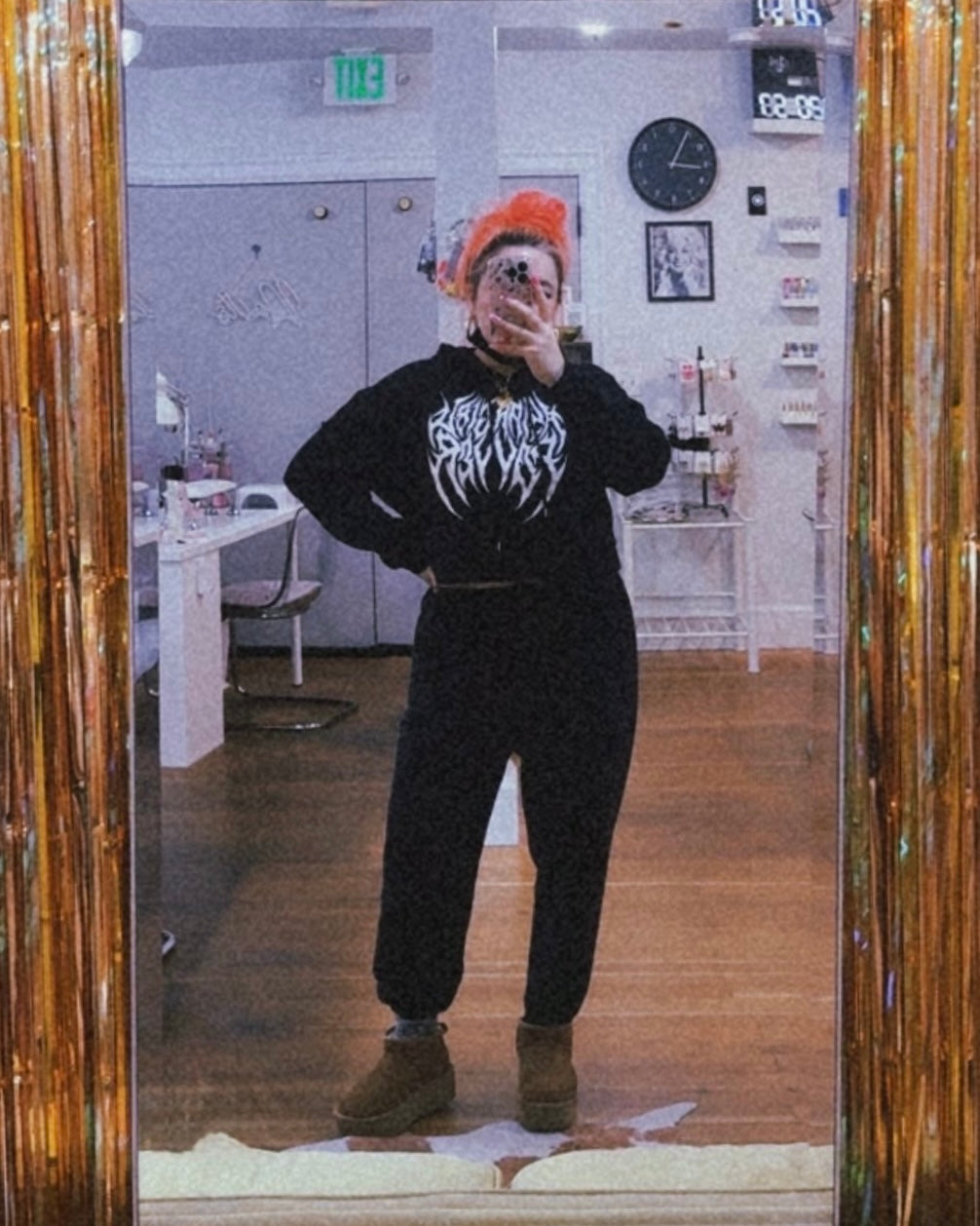 Asian Girl Power Metal Crop Hoodie