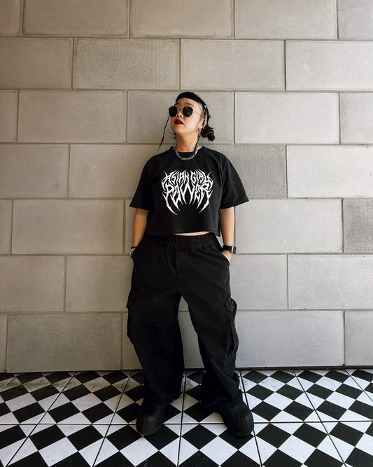 Asian Girl Power Metal Crop Tee