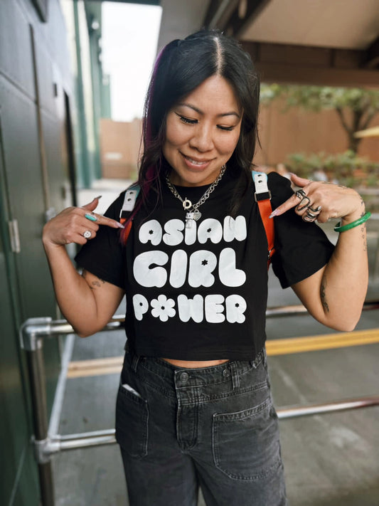 Asian Girl Power Bubble Crop Tee