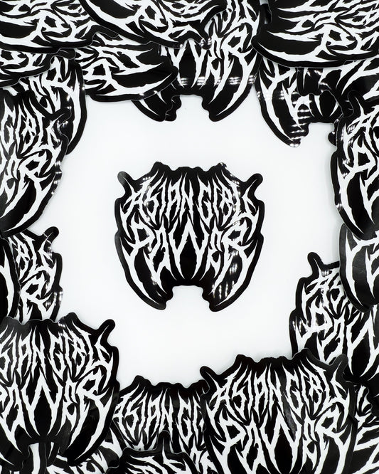 Asian Girl Power Metal Sticker