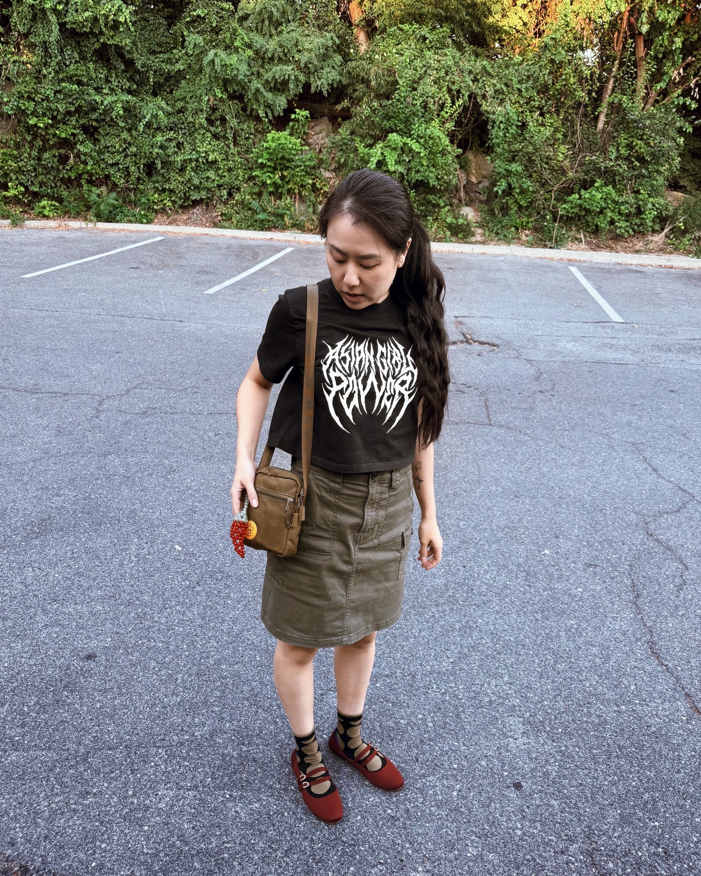 Asian Girl Power Metal Crop Tee