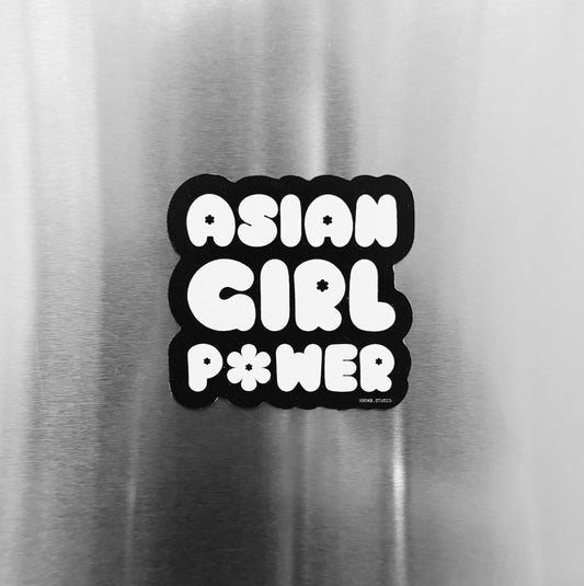 Asian Girl Power Bubble Magnet