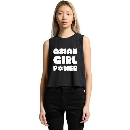 Asian Girl Power Bubble Crop Tank