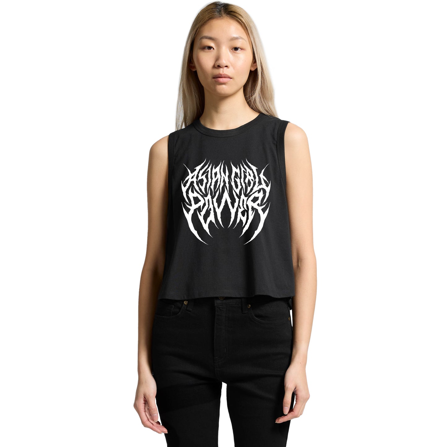 Asian Girl Power Metal Crop Tank