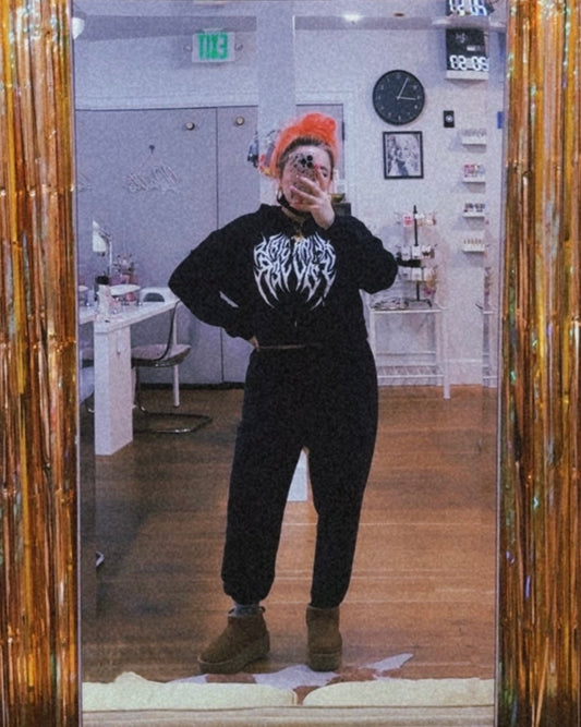 Asian Girl Power Metal Crop Hoodie