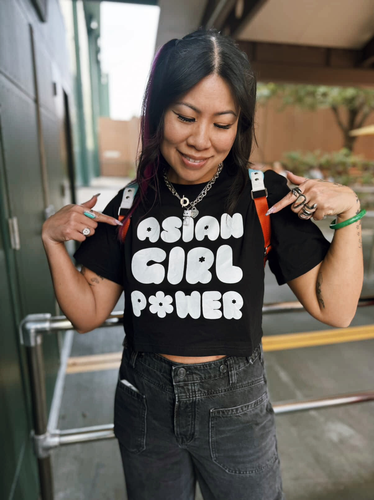 Asian Girl Power Bubble Crop Tee