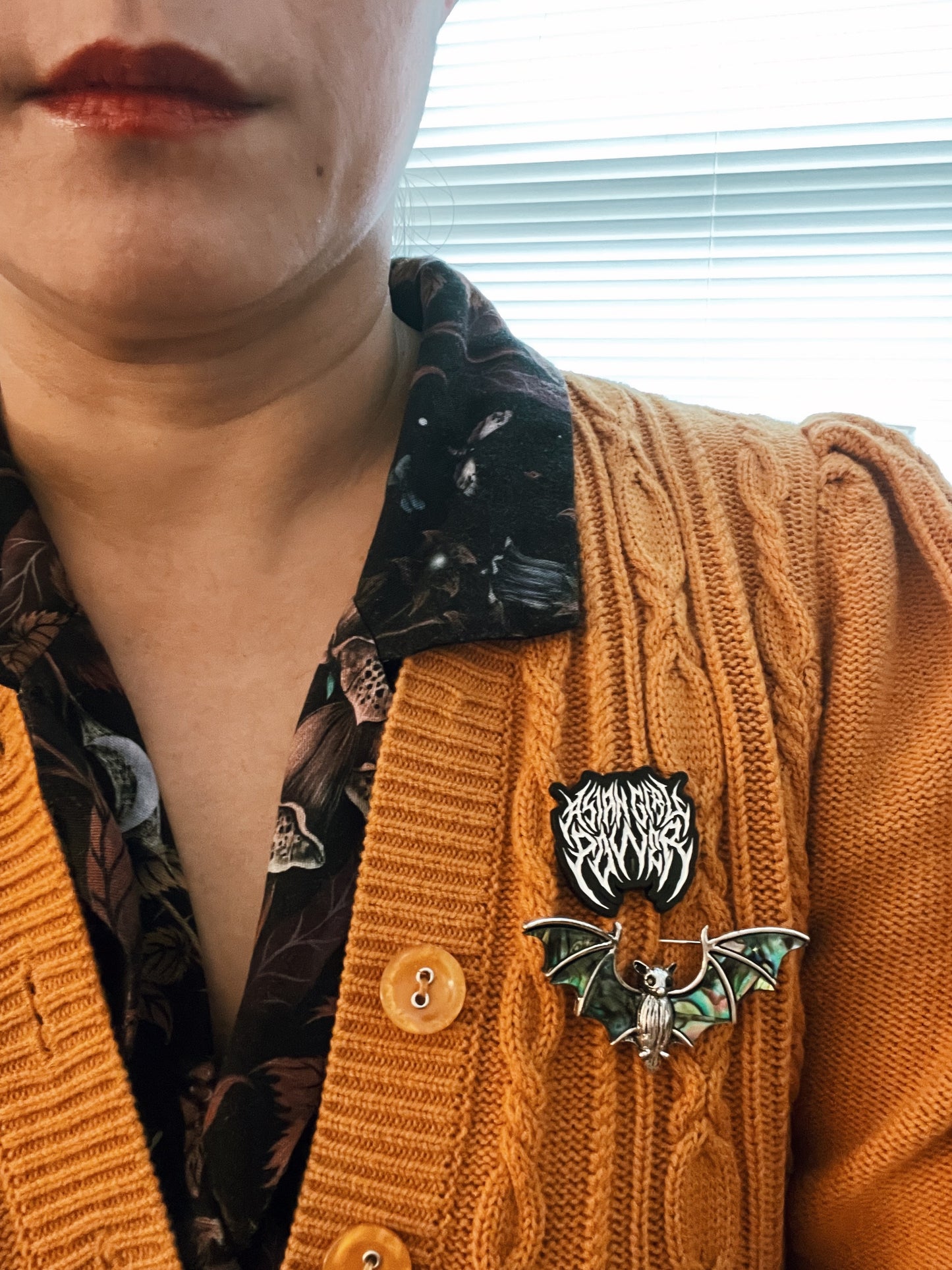 Asian Girl Power Metal Pin